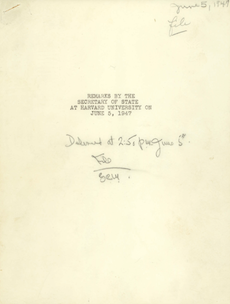 Original Marshall Plan Speech