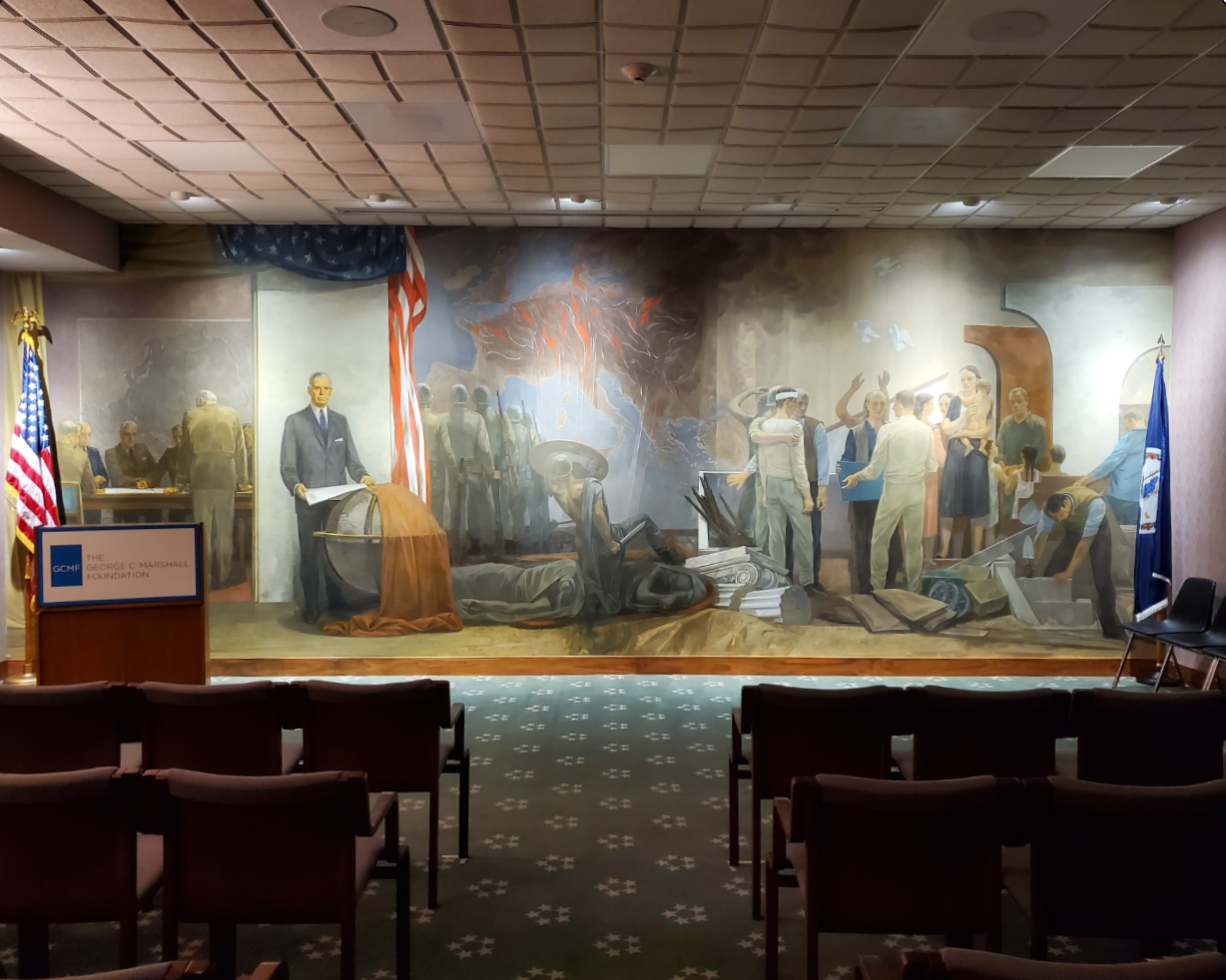The mural is now the backdrop for events we have in the Pogue Auditorium.