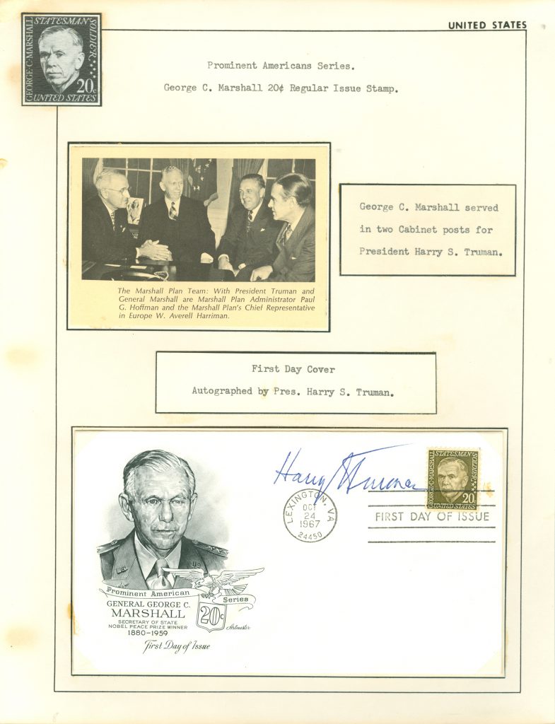 First Day Cover autographed by President Harry S. Truman.