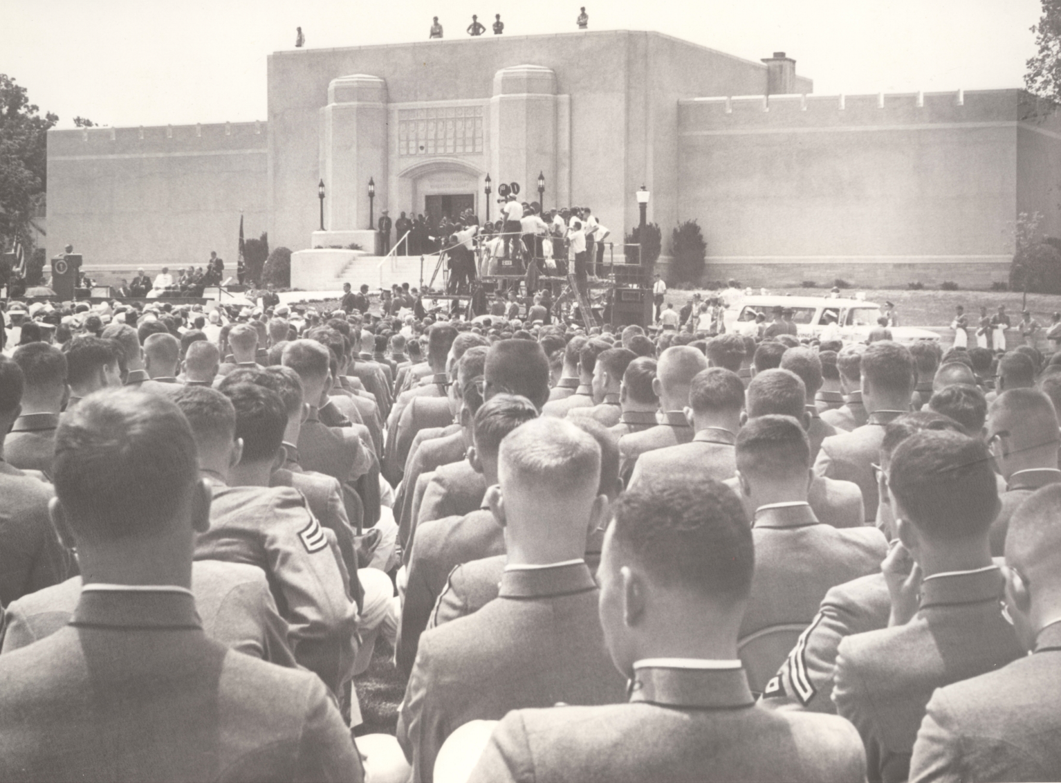 VMI cadets watching the dedication ceremonies, May 23, 1964, GCMF Photo.