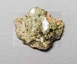 Our trinitite measures about one inch by one inch.