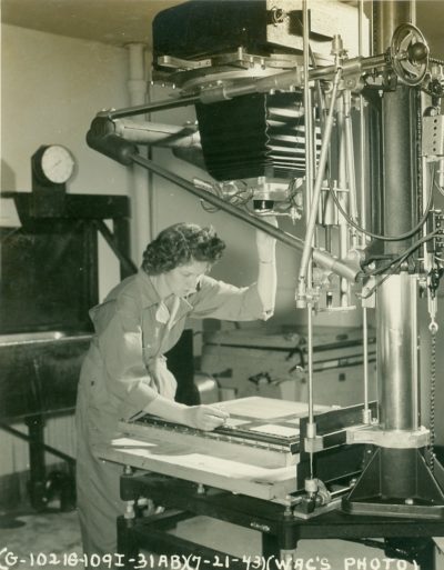 Sgt. Viola Burleson in the photo lab at March Field.