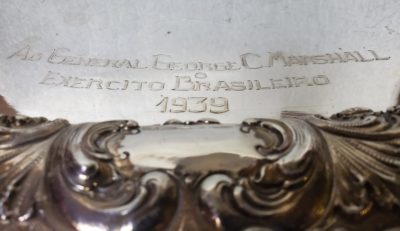Tea service engraved "To General George C. Marshall from Brazilian Army 1939."