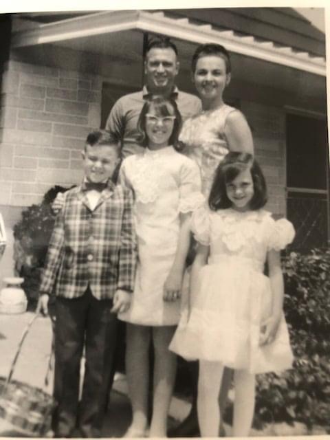 Flanigan family, Easter 1967. John and Martha Flanigan, and Russell, Audrey and Cynthia.