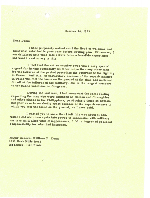 Marshall's Letter to Dean, pg. 1