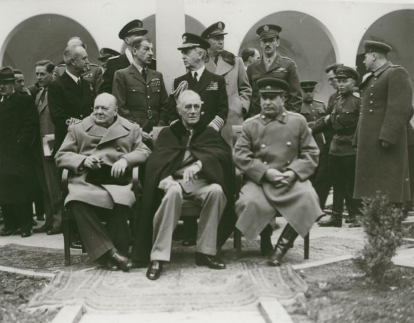 Photograph of meeting participants in the courtyard at Livadia Palace.