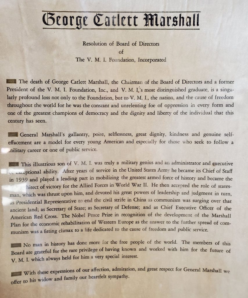 Resolution from Virginia Military Institute's Board of Directors