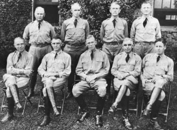 Instructors for the Tactics and Weapons Section at the Infantry School, including Joseph Stilwell, Edwin Harding, and Omar Bradley.