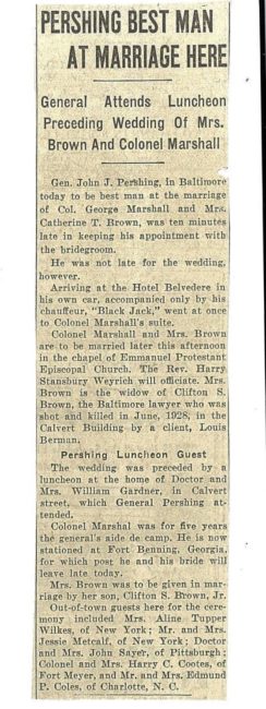 Newspaper article on the Marshall-Brown wedding