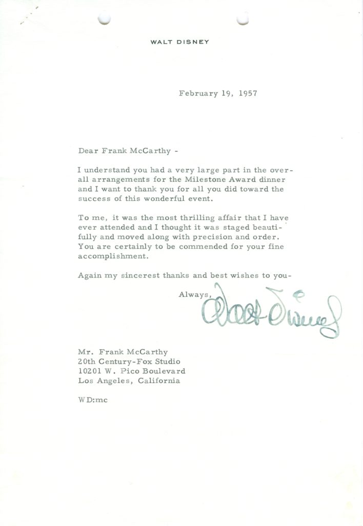 letter from Walt Disney