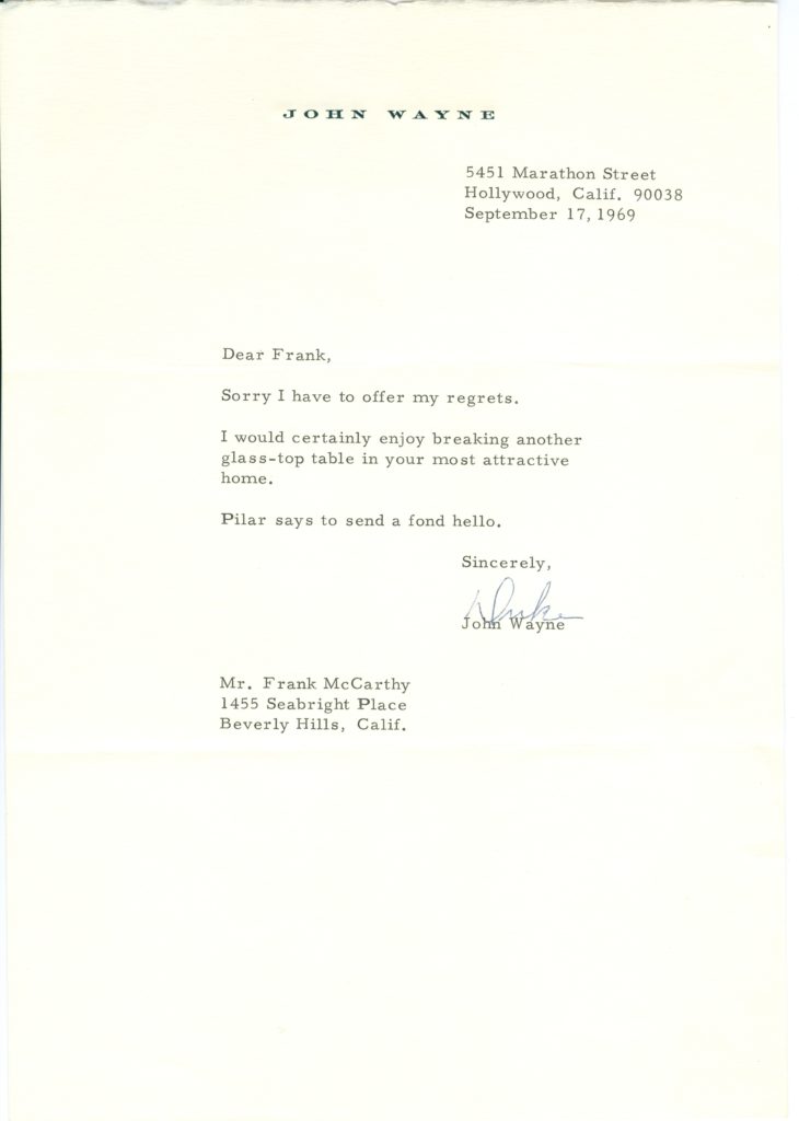 John Wayne letter