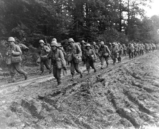 Soldiers of the 442nd during the rescue of the Lost Battalion.