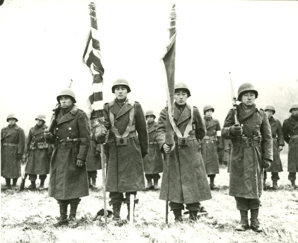 442nd soldiers during award ceremony after rescue of the Lost Battalion