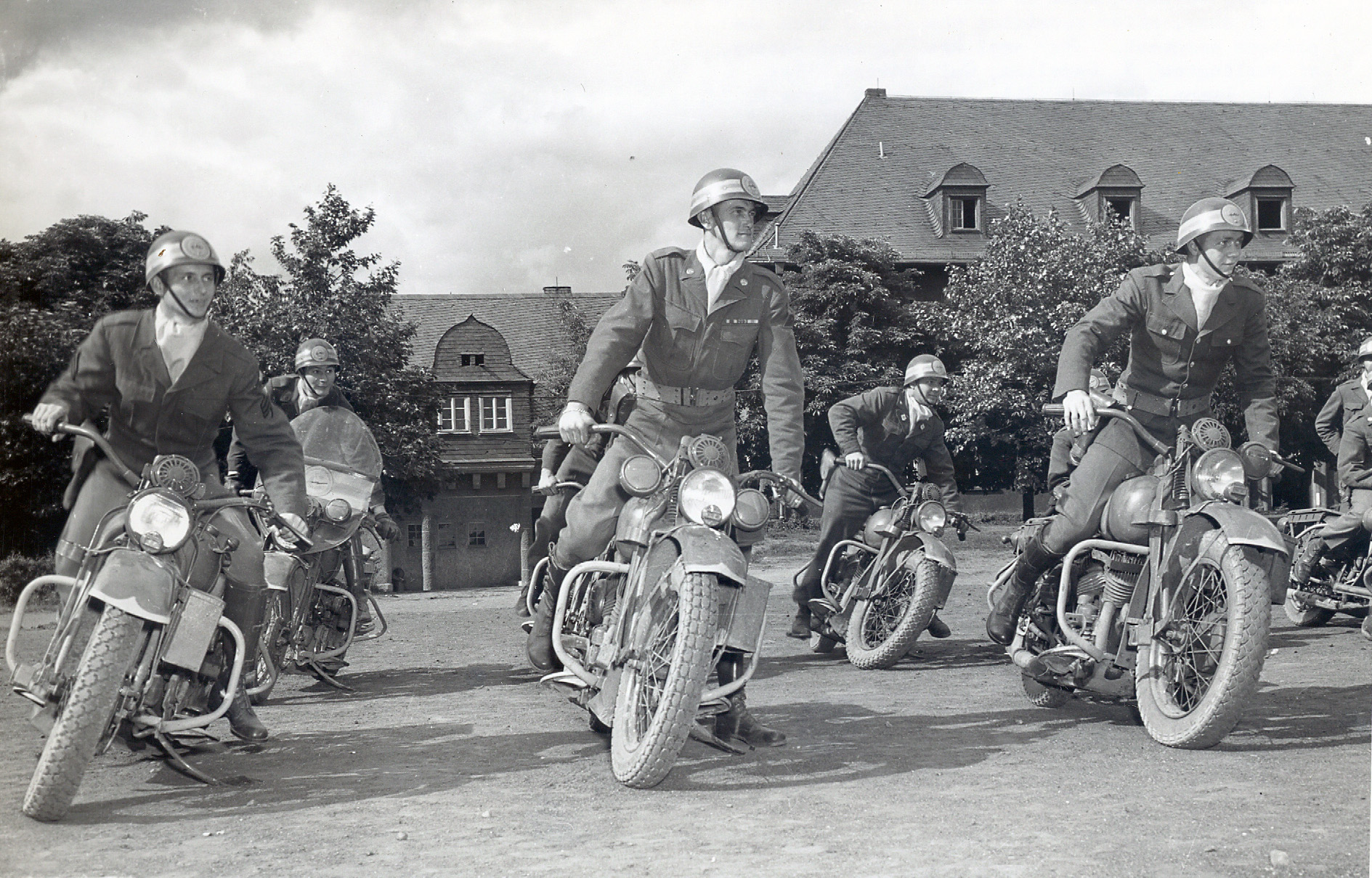 Members of the 3rd Constabulary Regiment on motorcycles.